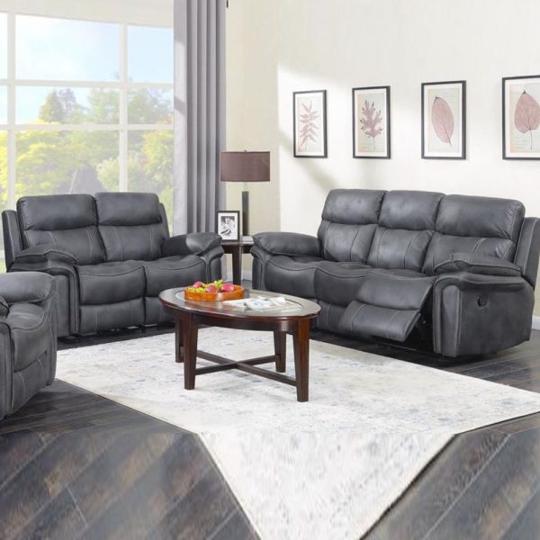 Rasalas Fabric Recliner 3+2 Seater Sofa Set In Grey | Bed Sava