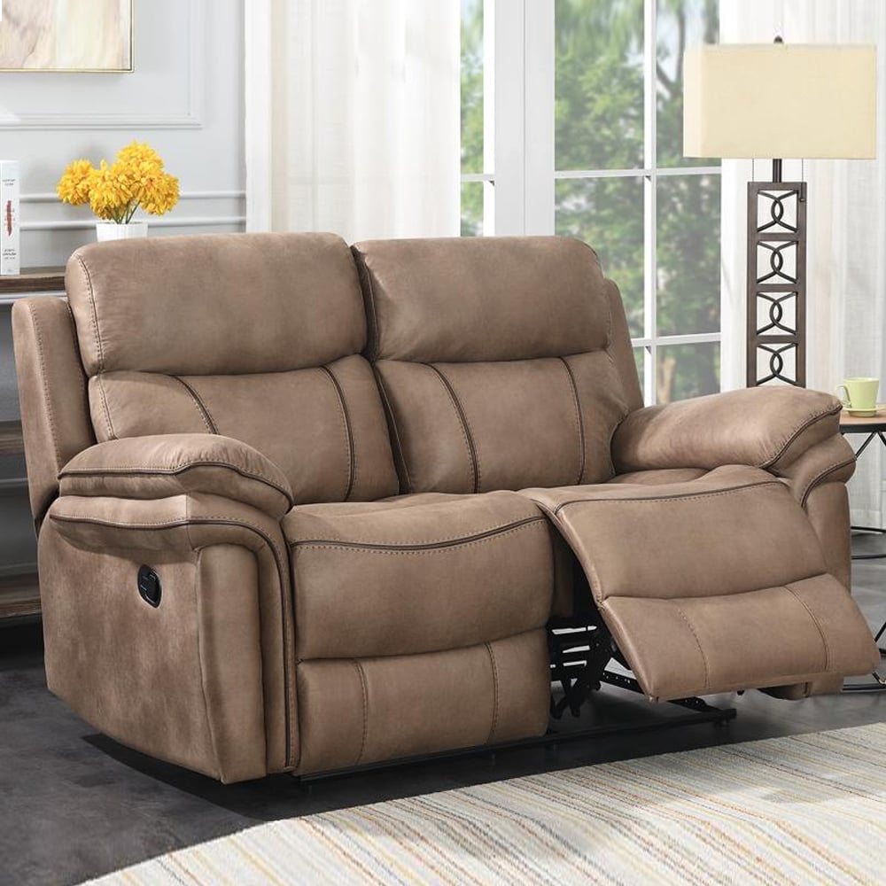 Rasalas Fabric Recliner 2 Seater Sofa In Sahara