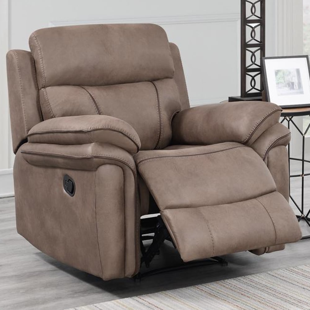 Rasalas Fabric Recliner 1 Seater Sofa In Sahara