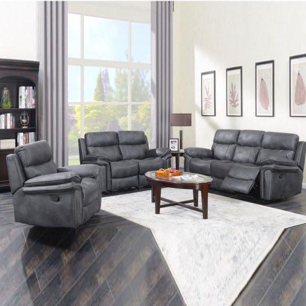 Rasalas Fabric Recliner Sofa Suite In Charcoal Grey | Bed Sava