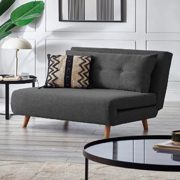 Rattvik Fabric Single Sofabed With Oak Legs In Mid Grey | Bed Sava
