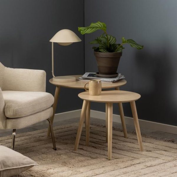 Ravello Wooden Nesting Coffee Tables In White Oak | Bed Sava