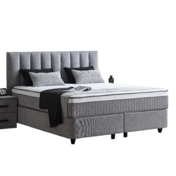Rawlins Fabric Ottoman Double Bed In Dove | Bed Sava