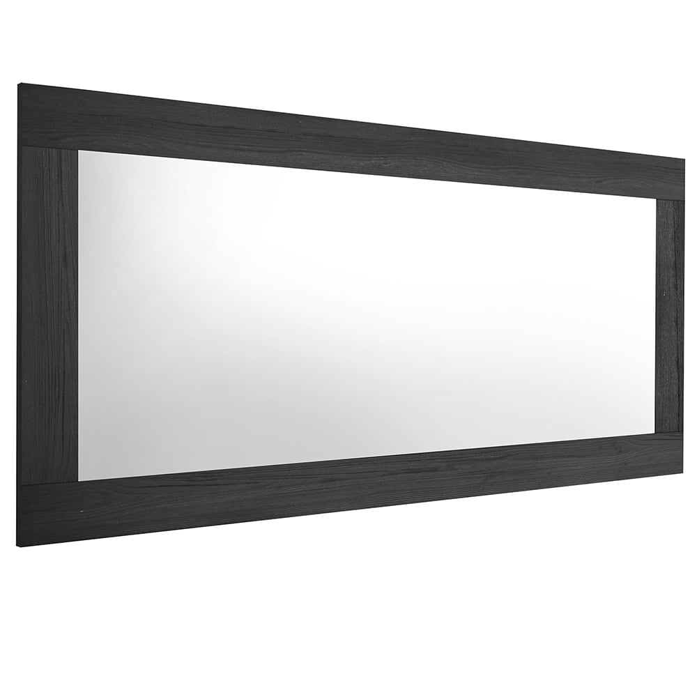 Raya Bedroom Wall Mirror In Black Oak Wooden Frame