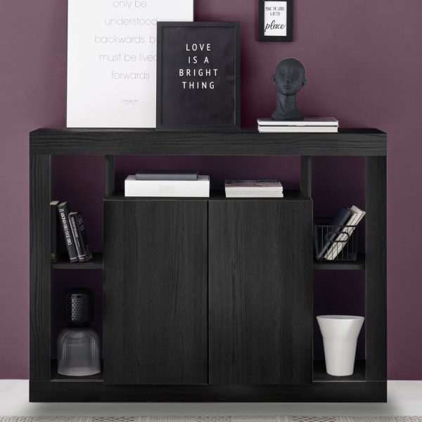 Raya Wooden Sideboard With 2 Doors In Black Oak | Bed Sava