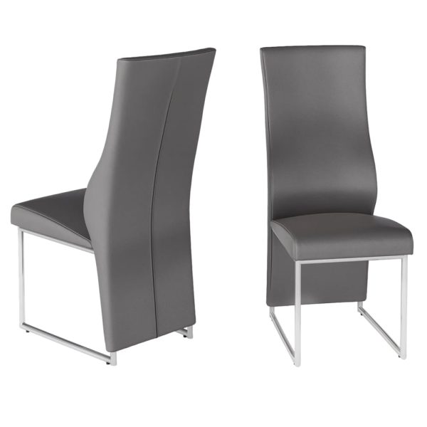 Redmond Grey Leather Dining Chairs In Pair | Bed Sava