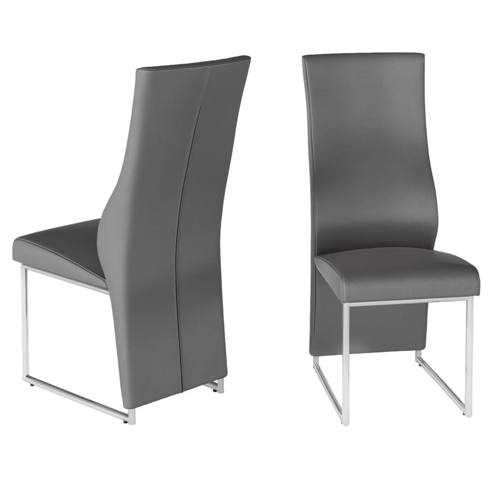 Redmond Grey Leather Dining Chairs In Pair
