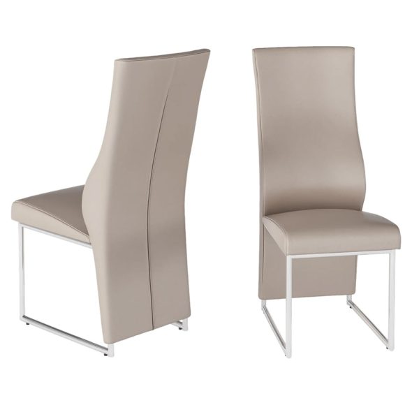Redmond Taupe Leather Dining Chairs In Pair | Bed Sava