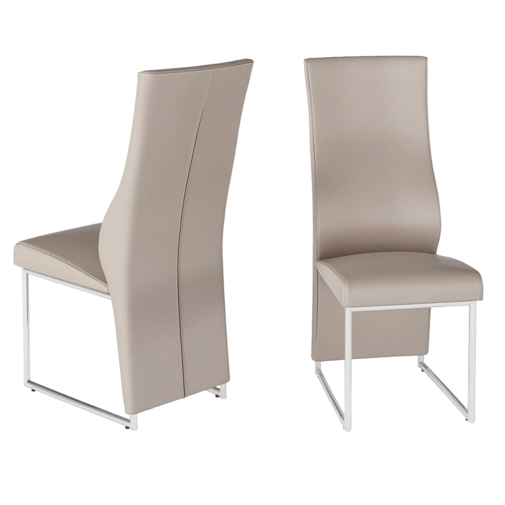 Redmond Taupe Leather Dining Chairs In Pair