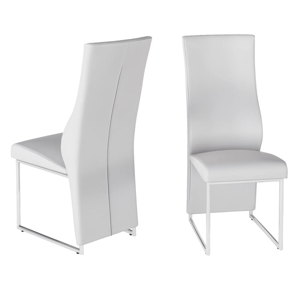 Redmond White Leather Dining Chairs In Pair