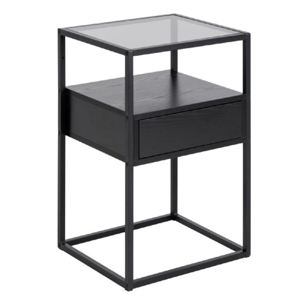 Regina Wooden Bedside Cabinet With Metal Frame In Black | Bed Sava
