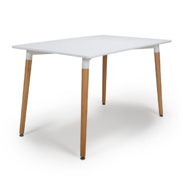 Regis Wooden Rectangular Dining Table In White | Bed Sava
