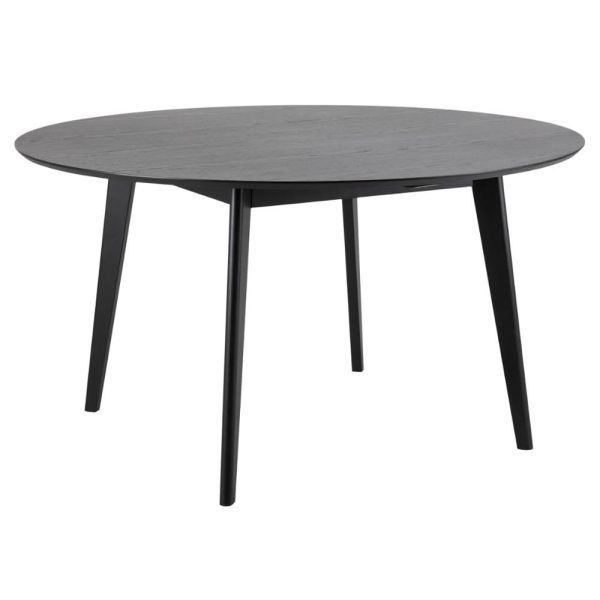Reims Large Wooden Round Dining Table In Matt Black | Bed Sava
