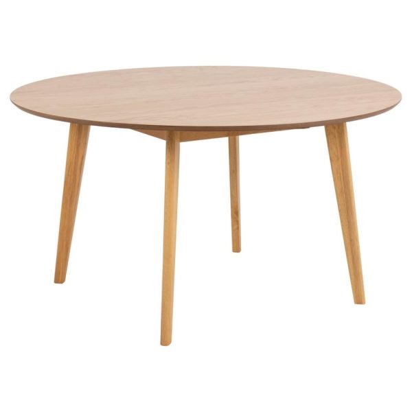 Reims Large Wooden Round Dining Table In Matt Oak | Bed Sava