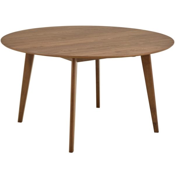 Reims Large Wooden Round Dining Table In Matt Walnut | Bed Sava