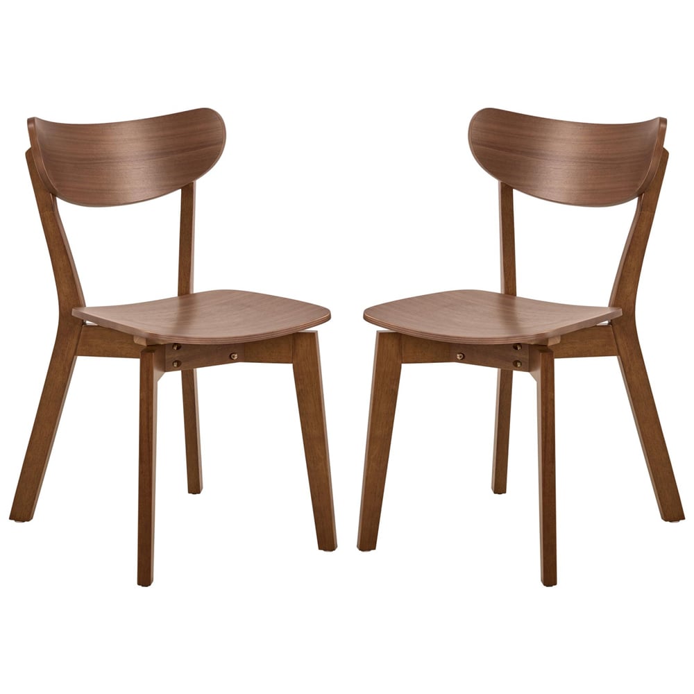 Reims Matt Walnut Wooden Dining Chairs In Pair