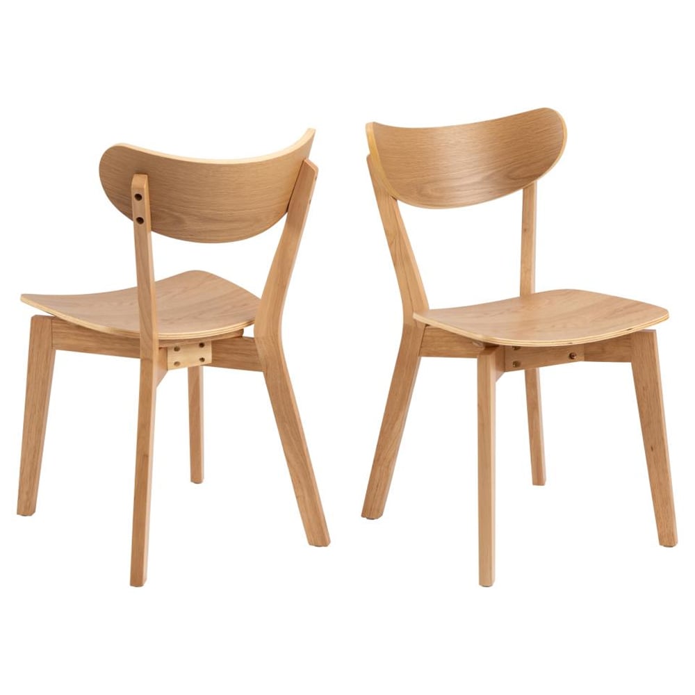 Reims Oak Wooden Dining Chairs In Pair