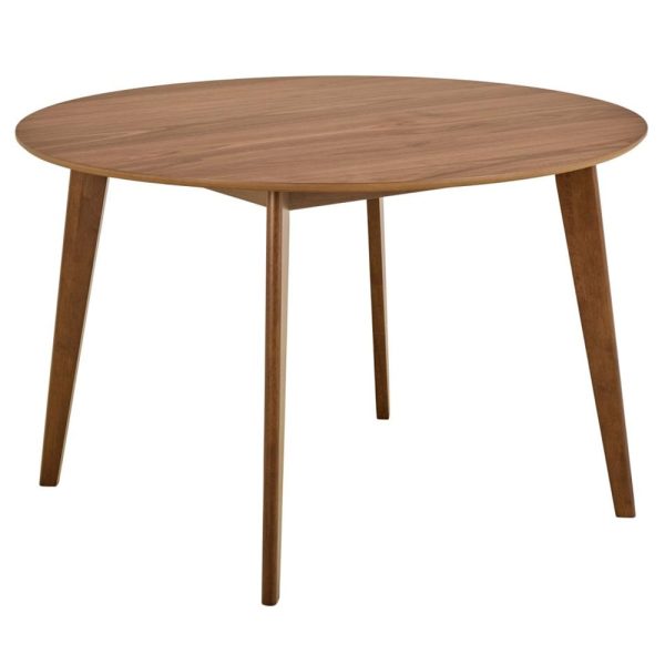 Reims Small Wooden Round Dining Table In Matt Walnut | Bed Sava