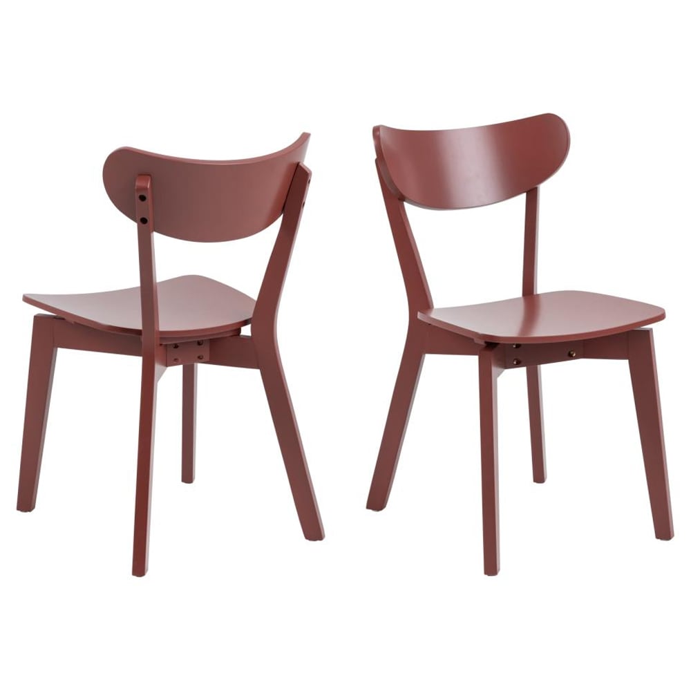 Reims Terracotta Wooden Dining Chairs In Pair