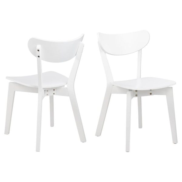 Reims White Wooden Dining Chairs In Pair | Bed Sava