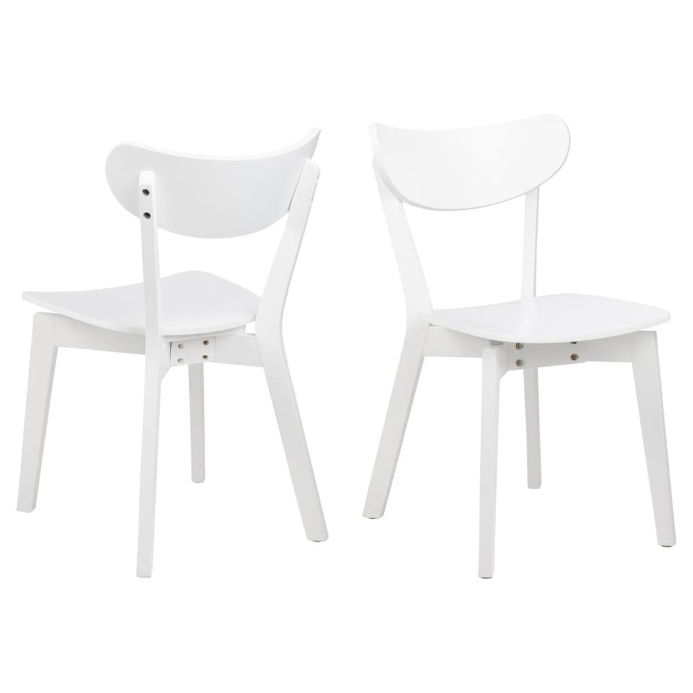 Reims White Wooden Dining Chairs In Pair