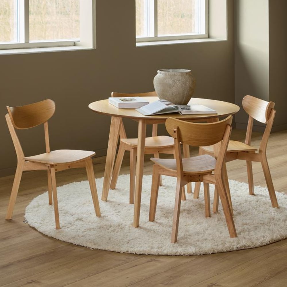 Reims Wooden Dining Table With 4 Chairs In Matt Oak