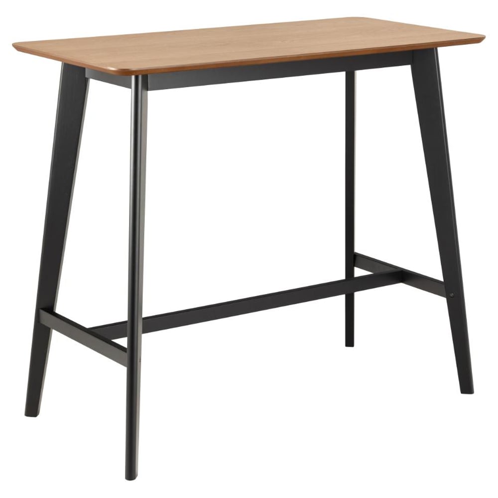 Reims Wooden Rectangular Bar Table With Black Legs In Oak