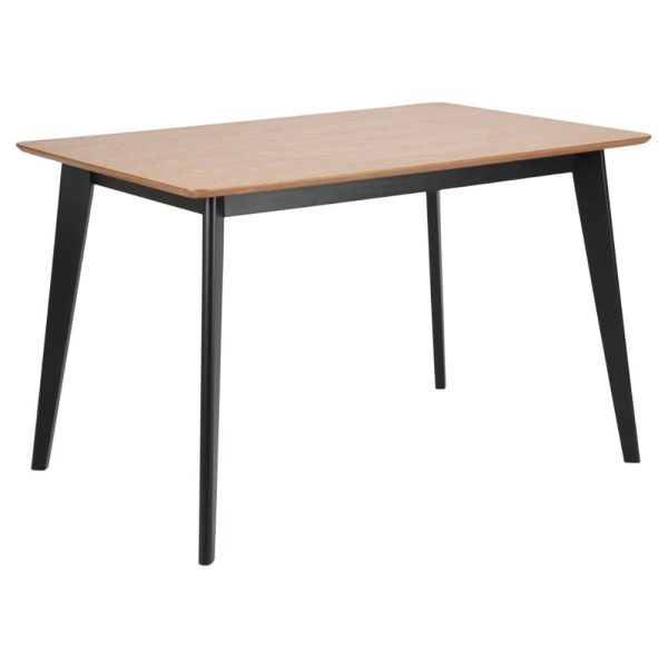 Reims Wooden Rectangular Dining Table In Oak And Matt Black | Bed Sava