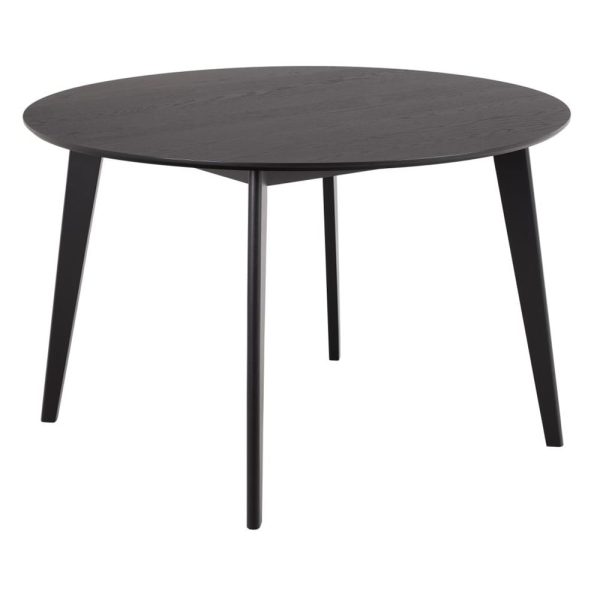 Reims Wooden Round Dining Table In Matt Black | Bed Sava
