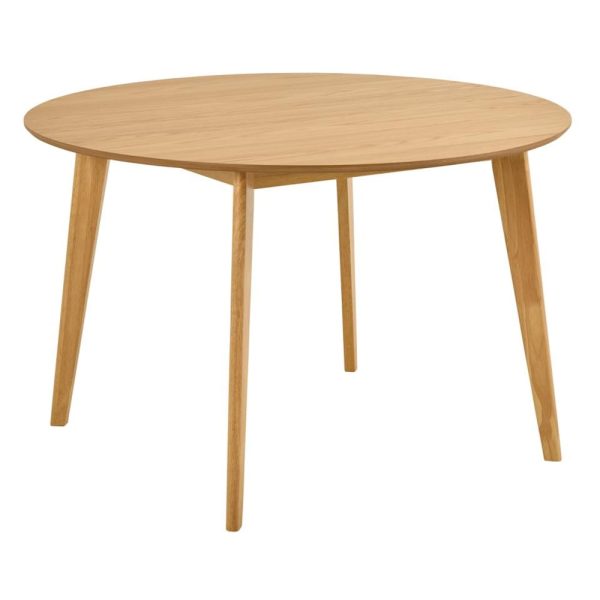 Reims Wooden Round Dining Table In Matt Oak | Bed Sava