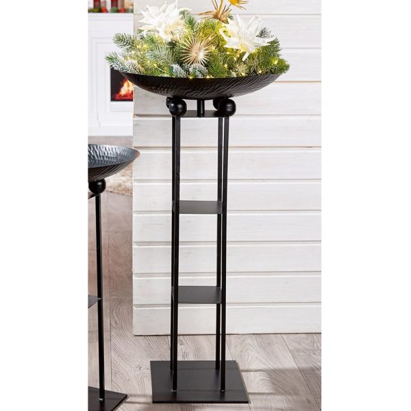 Renee Metal Bowl Stand In Black | Bed Sava