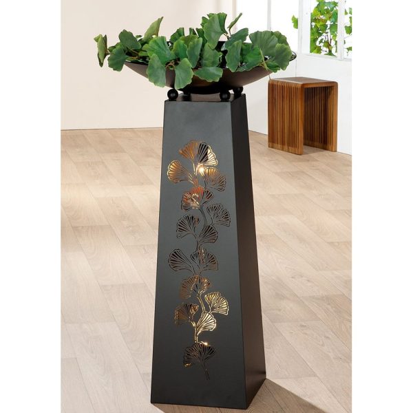 Renee Metal Ginkgo Design Bowl Stand In Black | Bed Sava