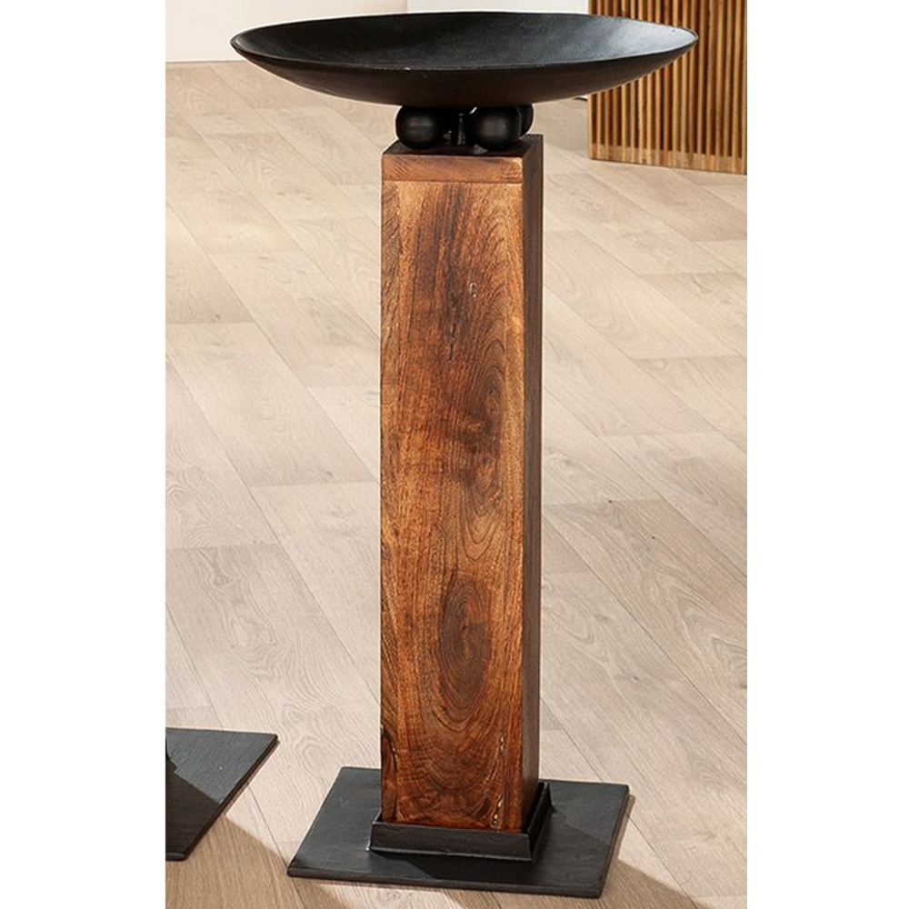 Renee Small Wooden Metal Bow Stand In Anthracite And Natural