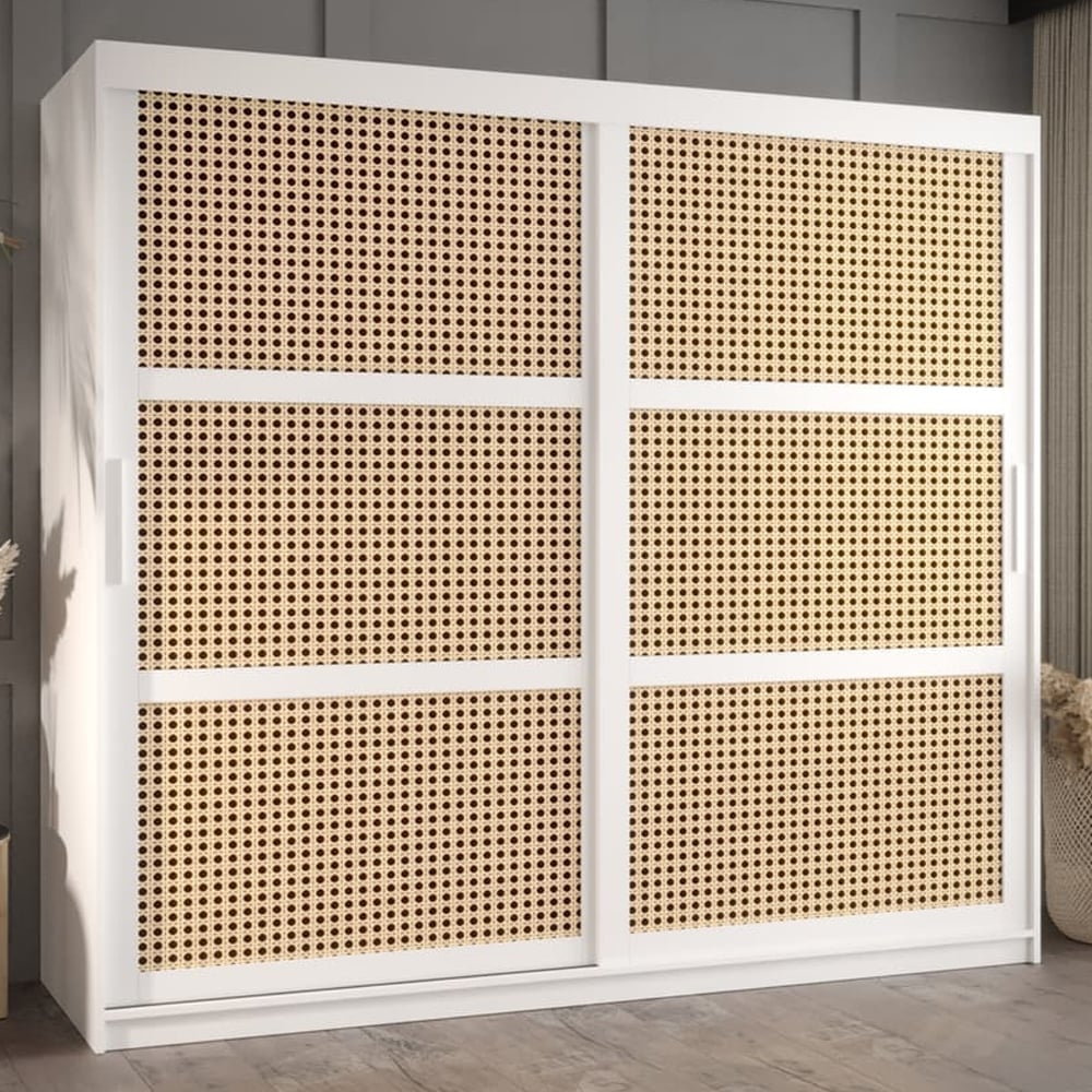 Reno Wooden Wardrobe With 2 Sliding Doors In White