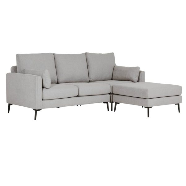 Renton Poly Fabric Corner Sofa In Greige | Bed Sava