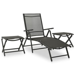 Resaca Textilene Aluminium 3 Piece Garden Lounge Set In Black | Bed Sava