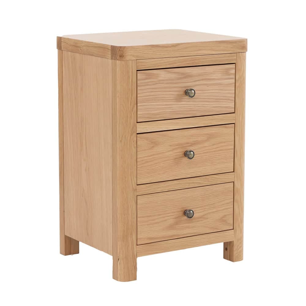 Reston Wooden Bedside Cabinet With 3 Drawers In Oak