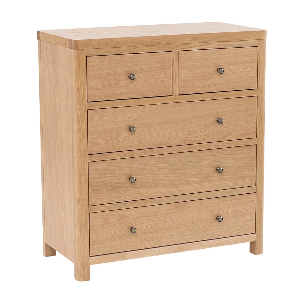 Reston Wooden Chest Of 5 Drawers Tall In Oak