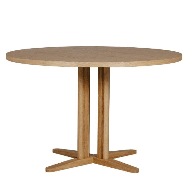 Reston Wooden Round Dining Table In Oak Natural | Bed Sava
