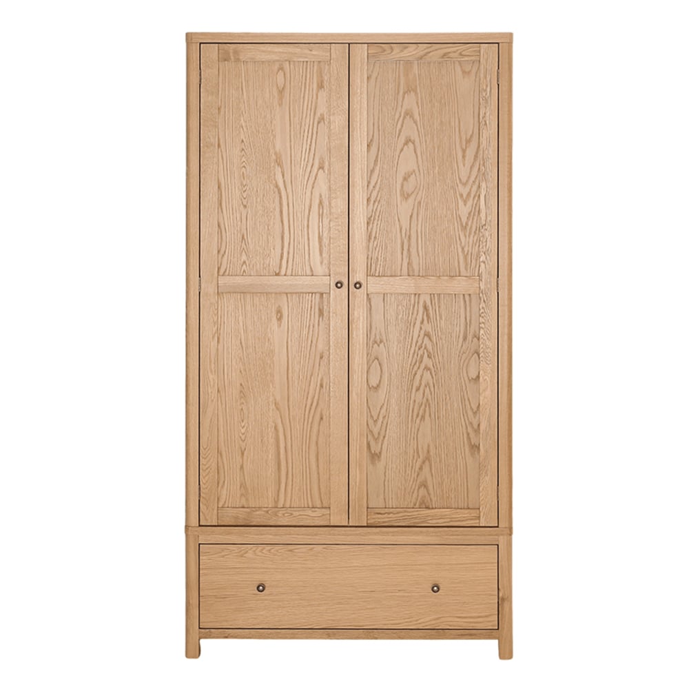 Reston Wooden Wardrobe With 2 Doors 1 Drawer In Oak