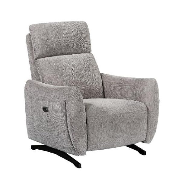 Revere Fabric Electric Recliner 1 Seater Sofa In Natural | Bed Sava