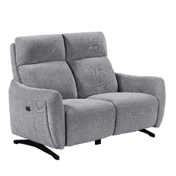 Revere Fabric Electric Recliner 2 Seater Sofa In Pewter | Bed Sava