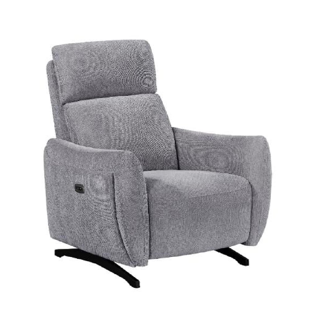 Revere Fabric Electric Recliner 1 Seater Sofa In Pewter