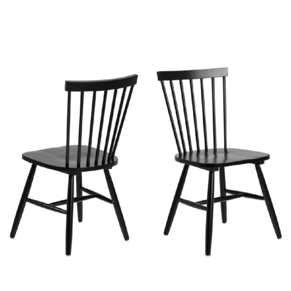 Rexford Black Wooden Dining Chairs In Pair | Bed Sava
