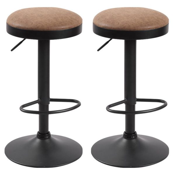 Rexford Brown Fabric Bar Stools In Pair | Bed Sava