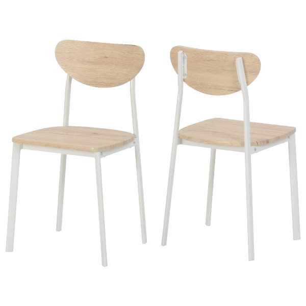 Rexford Light Oak Wooden Dining Chairs With White Frame In Pair | Bed Sava
