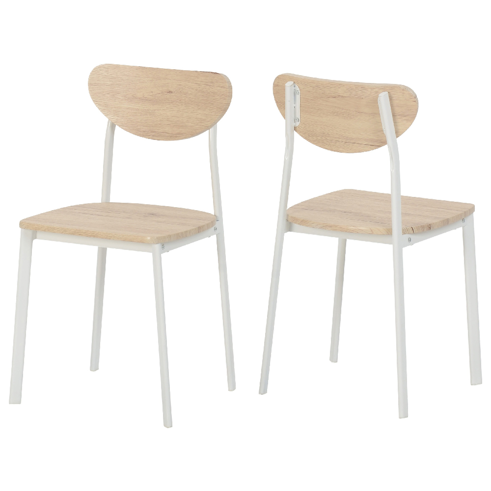 Rexford Light Oak Wooden Dining Chairs With White Frame In Pair