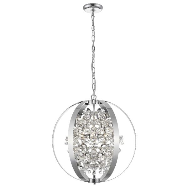 Reyna Crystal Ball And Bead Pendant Light In Chrome | Bed Sava