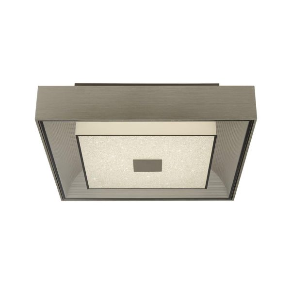 Rhea LED Crystal Sand Flush Ceiling Light In Silver | Bed Sava