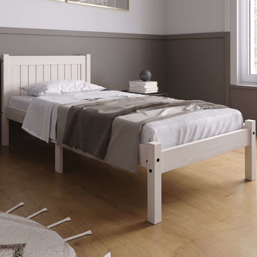 Ria Wooden Single Bed In White Wash